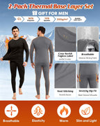 2 or 3 Sets Thermal Underwear for Men Long Johns Base Layer Cold Weather