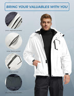 Men'S Softshell Waterproof Polar Fleece Breathable Climbing Ski Coat